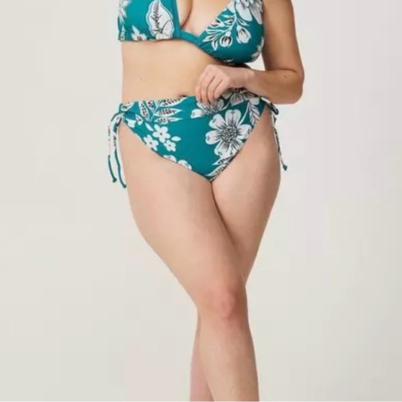 Torrid Teal and White Floral Bikini Bottom - Picture 2 of 2